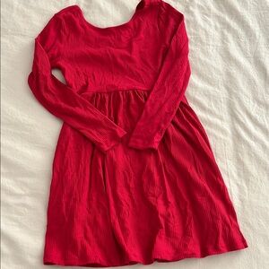 Girls' Red Long-Sleeve Dress